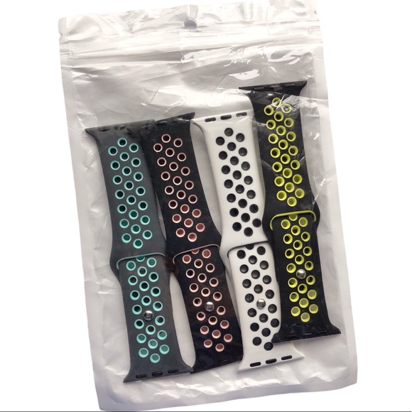 NEW 4 Sport Band Bundle Apple Watch 38/40/41mm S/M Holes Silicone - Picture 5 of 7